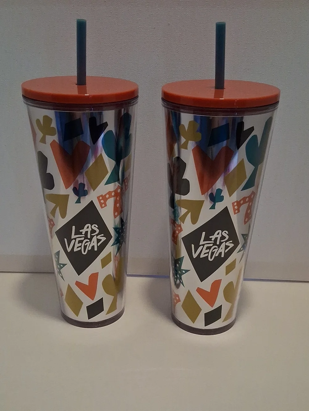 Starbucks Las Vegas Printed Double Tumbler with Straw - Coral Lid